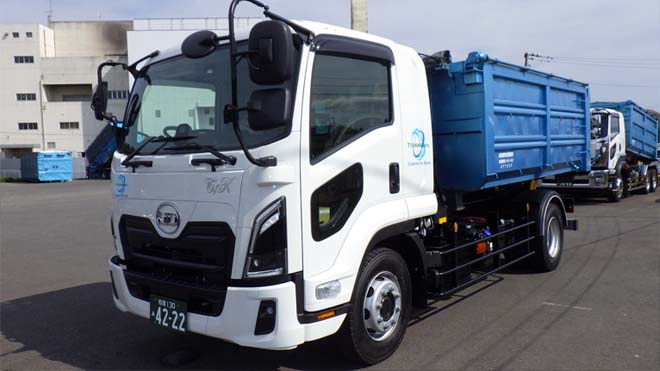 脱着装置付中型コンテナ車